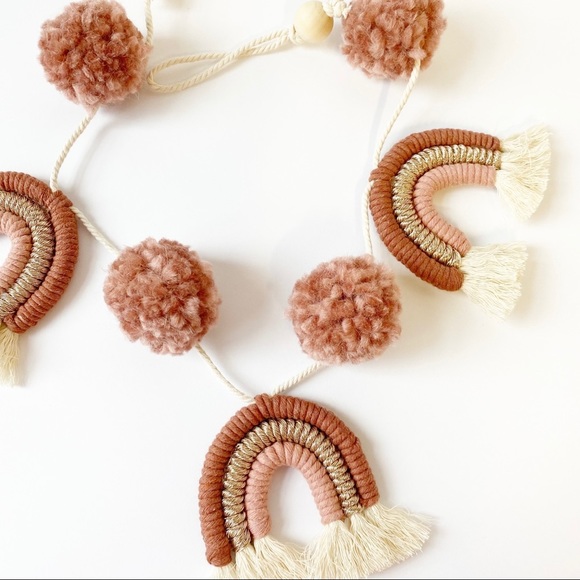 Macrame Rainbow Garland Baby Shower Garland Decor Baby Room Decor Rose Gold - Picture 3 of 4